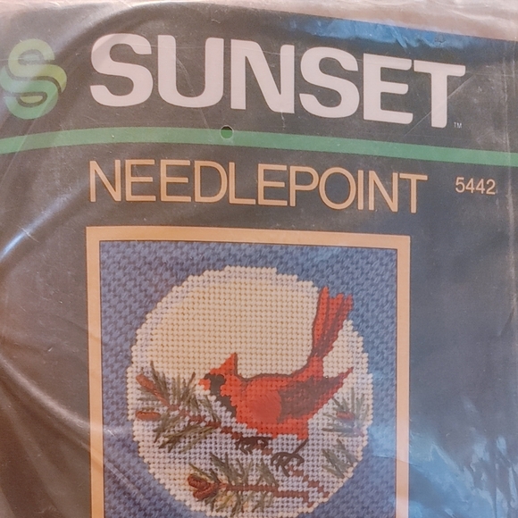 Sunset Needlepoint Kit with Cardinal Design 5inx5in - Picture 1 of 2